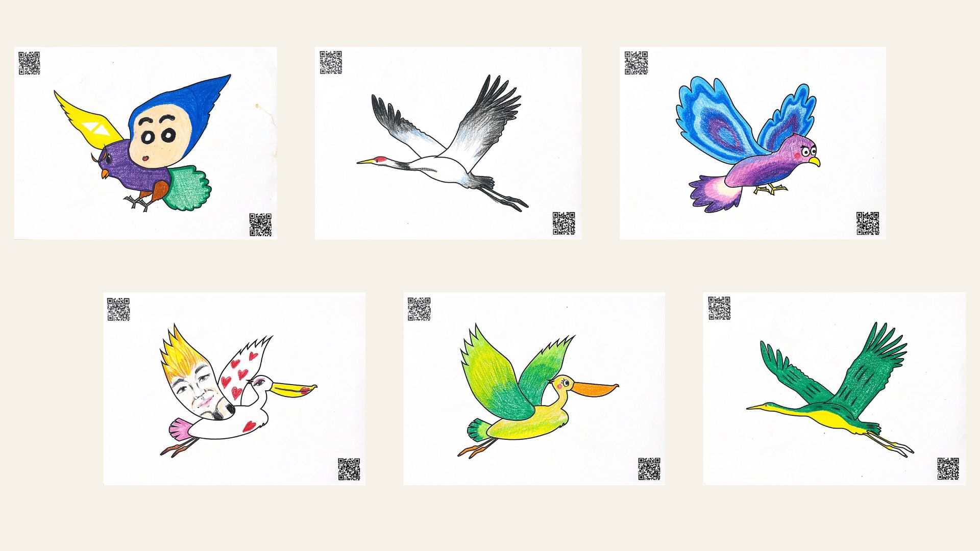 Scanned bird drawings example